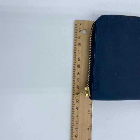 Portland Leather Goods Women’s Accordion Zip Wallet Blue Leather - Picture 5 of 6